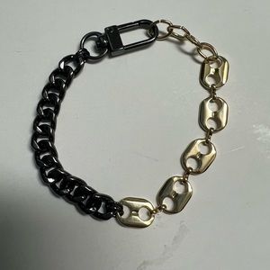 Two-toned chain bracelet   Gold and hematite.  One size.  Brand new.
